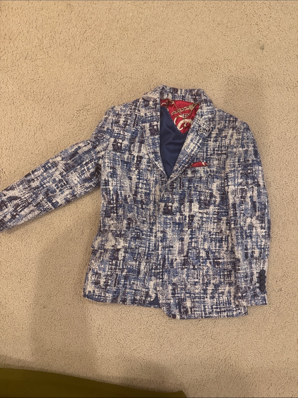 Saks Fifth Avenue Blue & White Patterned Kids Blazer